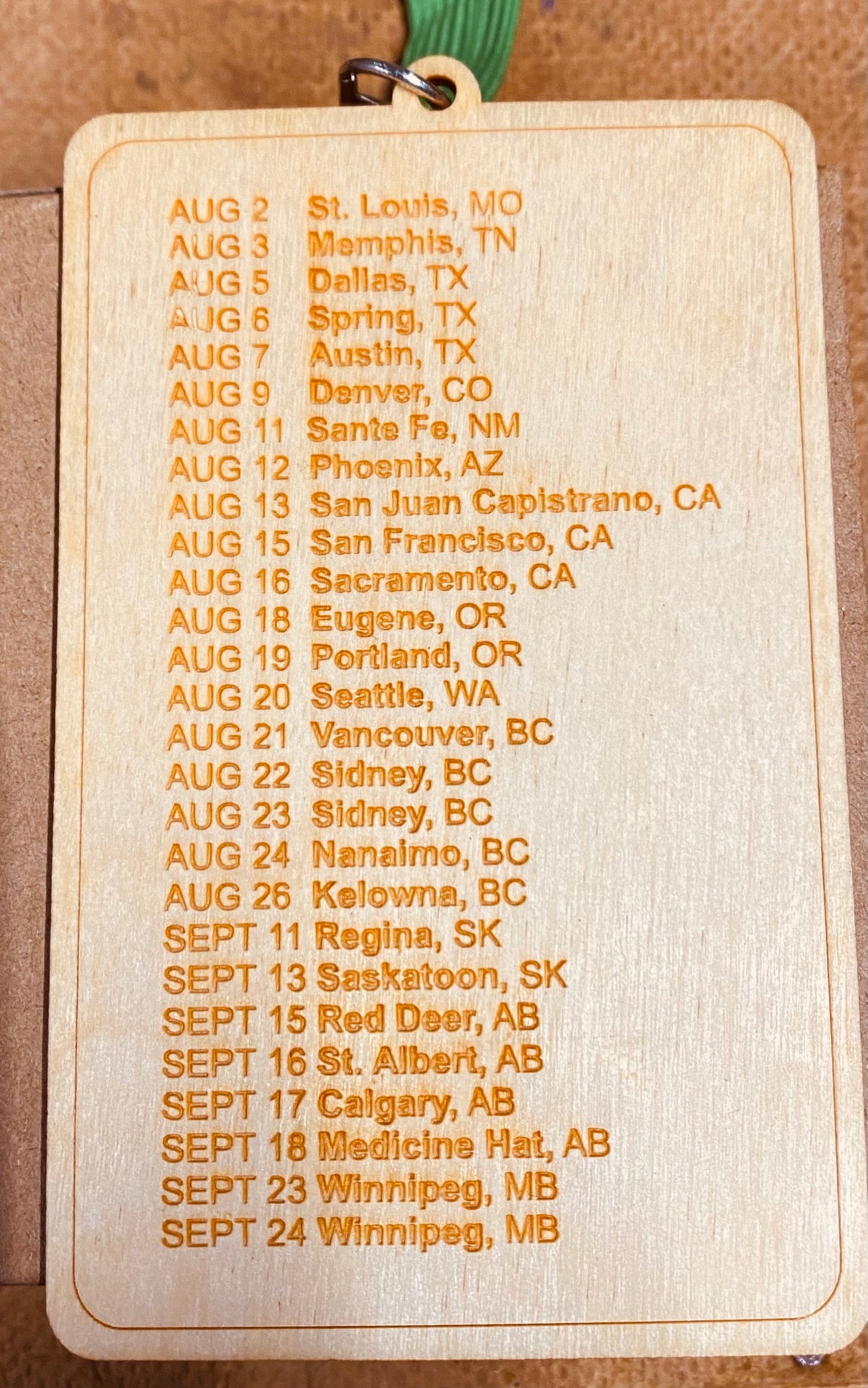 2022 Numbered Limited Edition Wooden Tour Credential with Tour Dates on Back