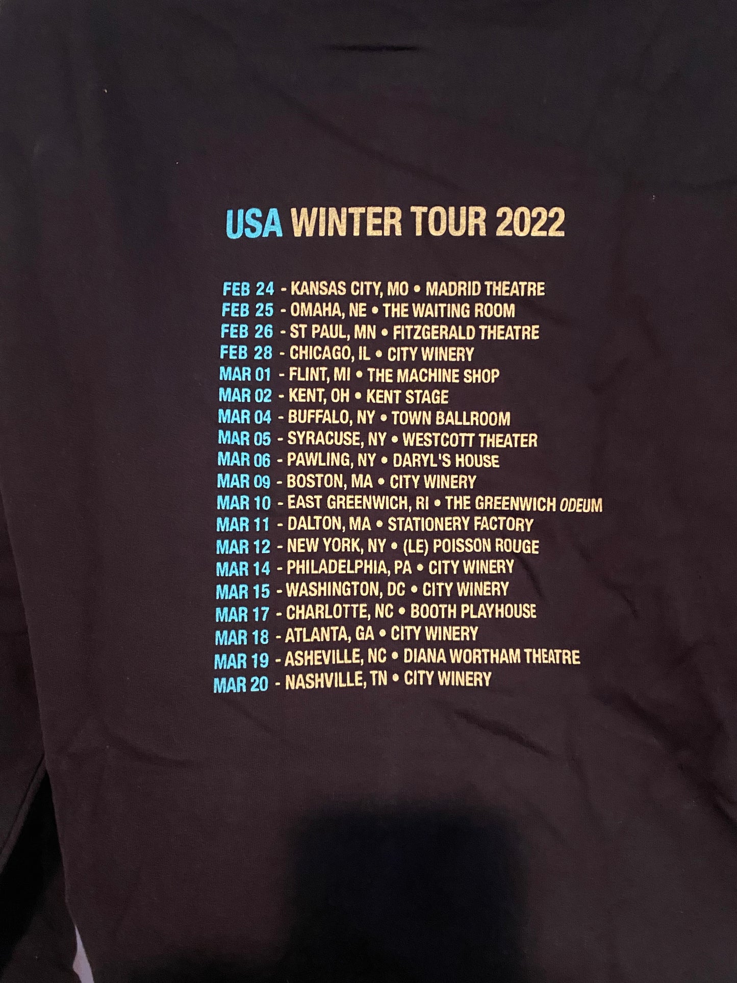 2022 USA Winter Tour Hoodie with Dates on Back
