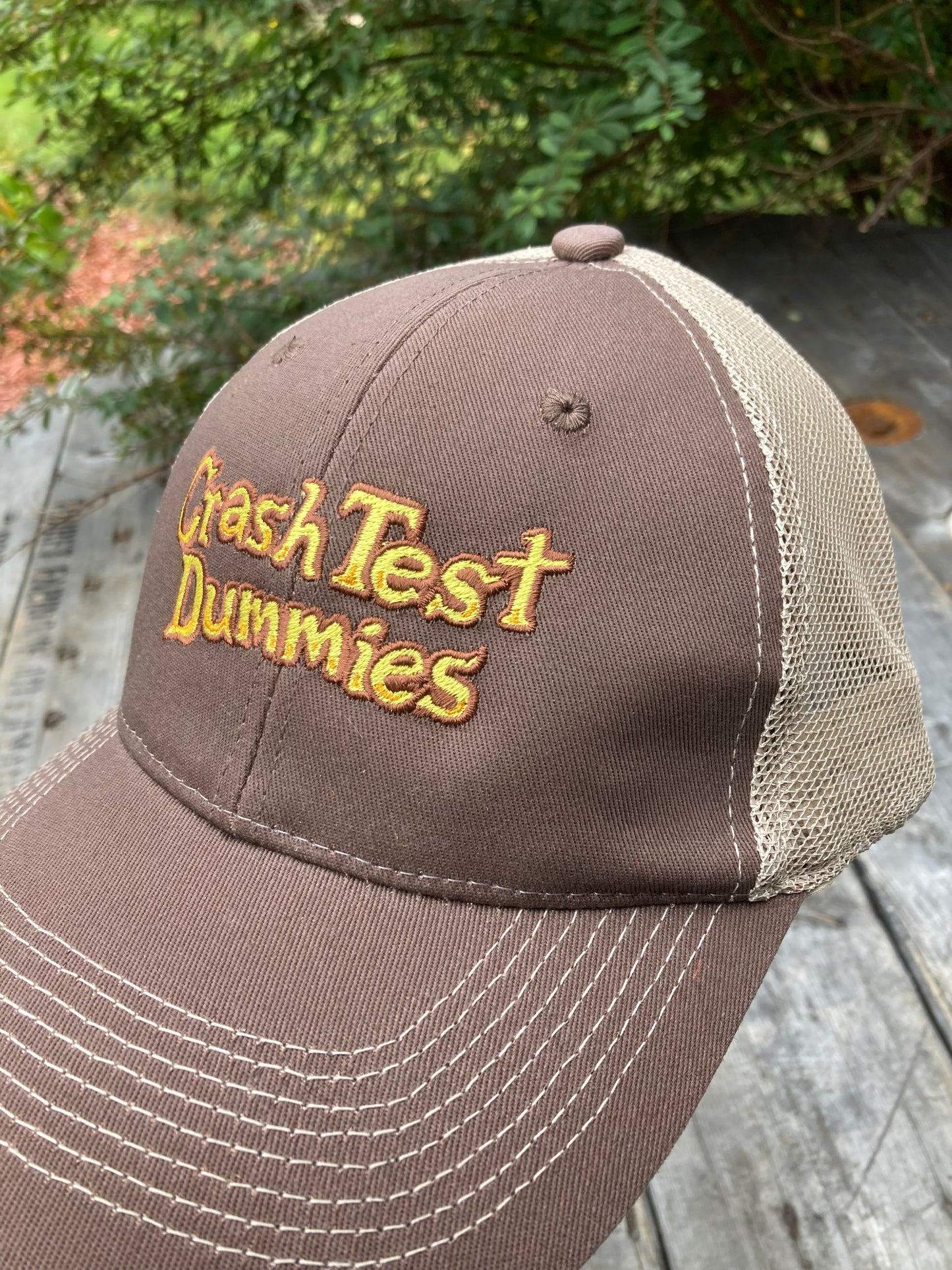 Embroidered Retro Trucker Hat Mesh Back (Coffee)