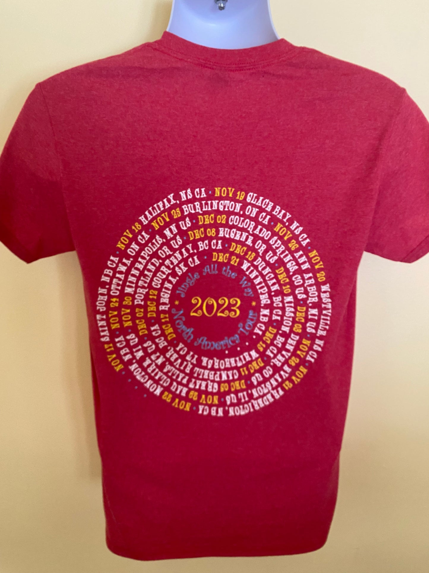 2023 Jingle All The Way Tour Shirt (with dates) - Crew Neck Red