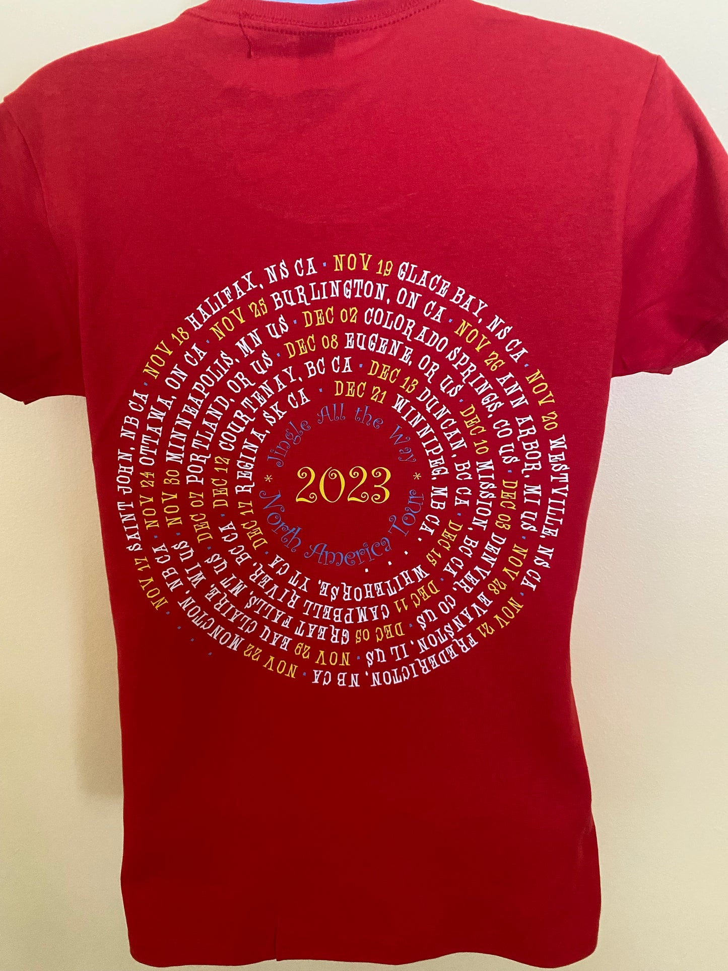 2023 Jingle All The Way Tour Shirt (with dates) - Ladies Cut Red